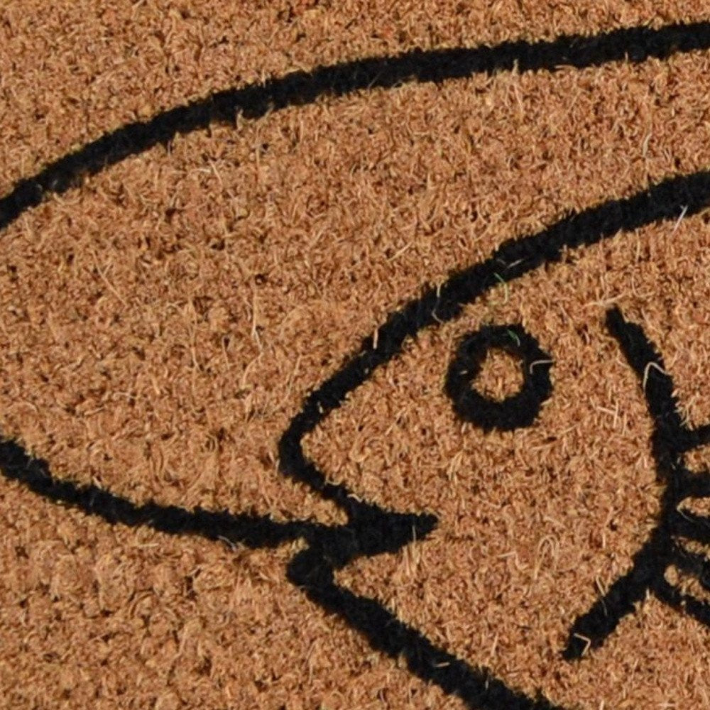 18" X 30" Brown and Black Coir Fish Outdoor Door Mat HomeRoots