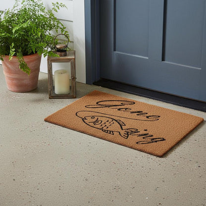 18" X 30" Brown and Black Coir Fish Outdoor Door Mat HomeRoots