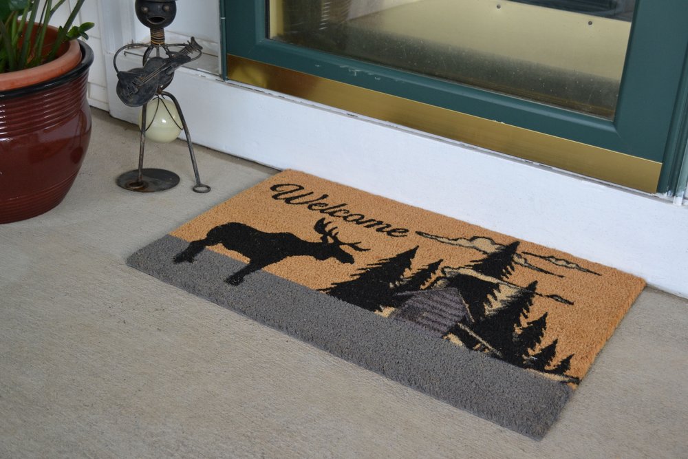 18" X 30" Brown and Black Coir Woodland Welcome Outdoor Door Mat HomeRoots