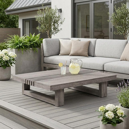 33" Gray Solid Wood Outdoor Coffee Table HomeRoots