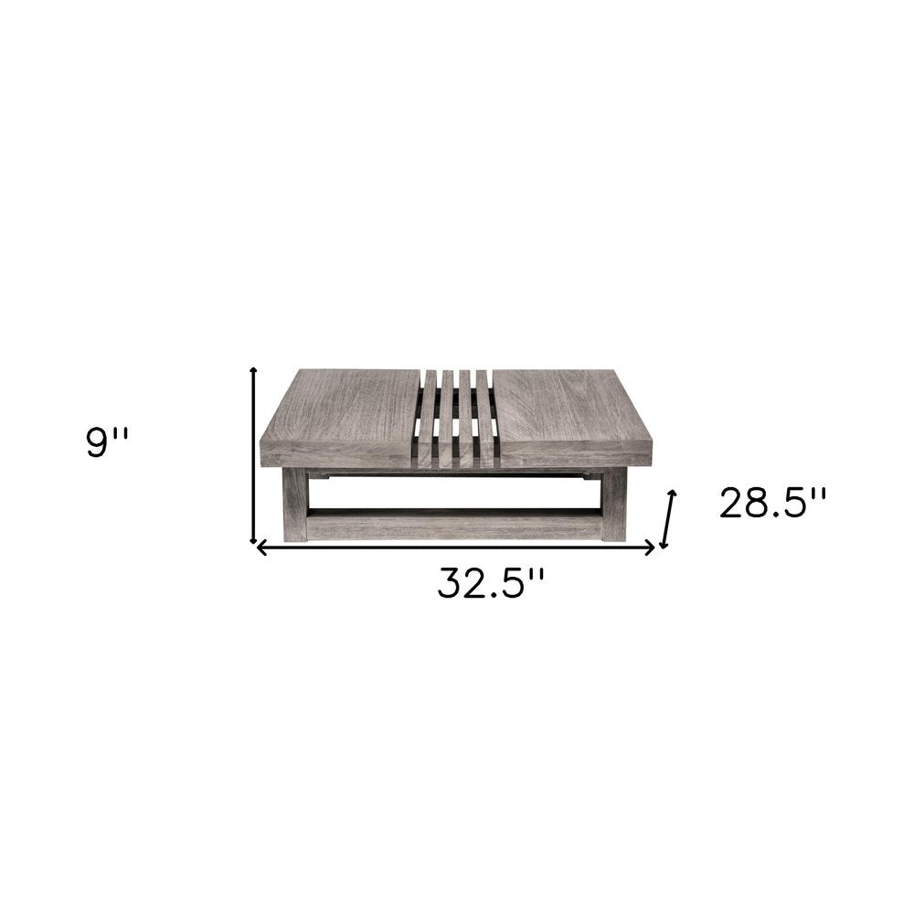 33" Gray Solid Wood Outdoor Coffee Table HomeRoots