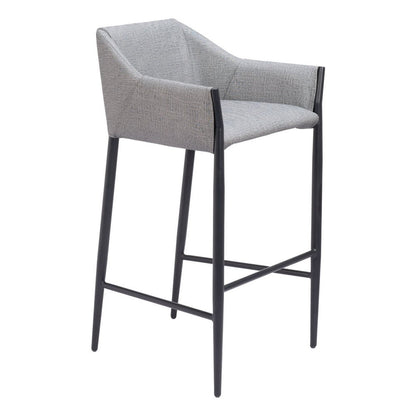30" Slate Gray And Black Fabric And Steel Bar Height Bar Chair HomeRoots
