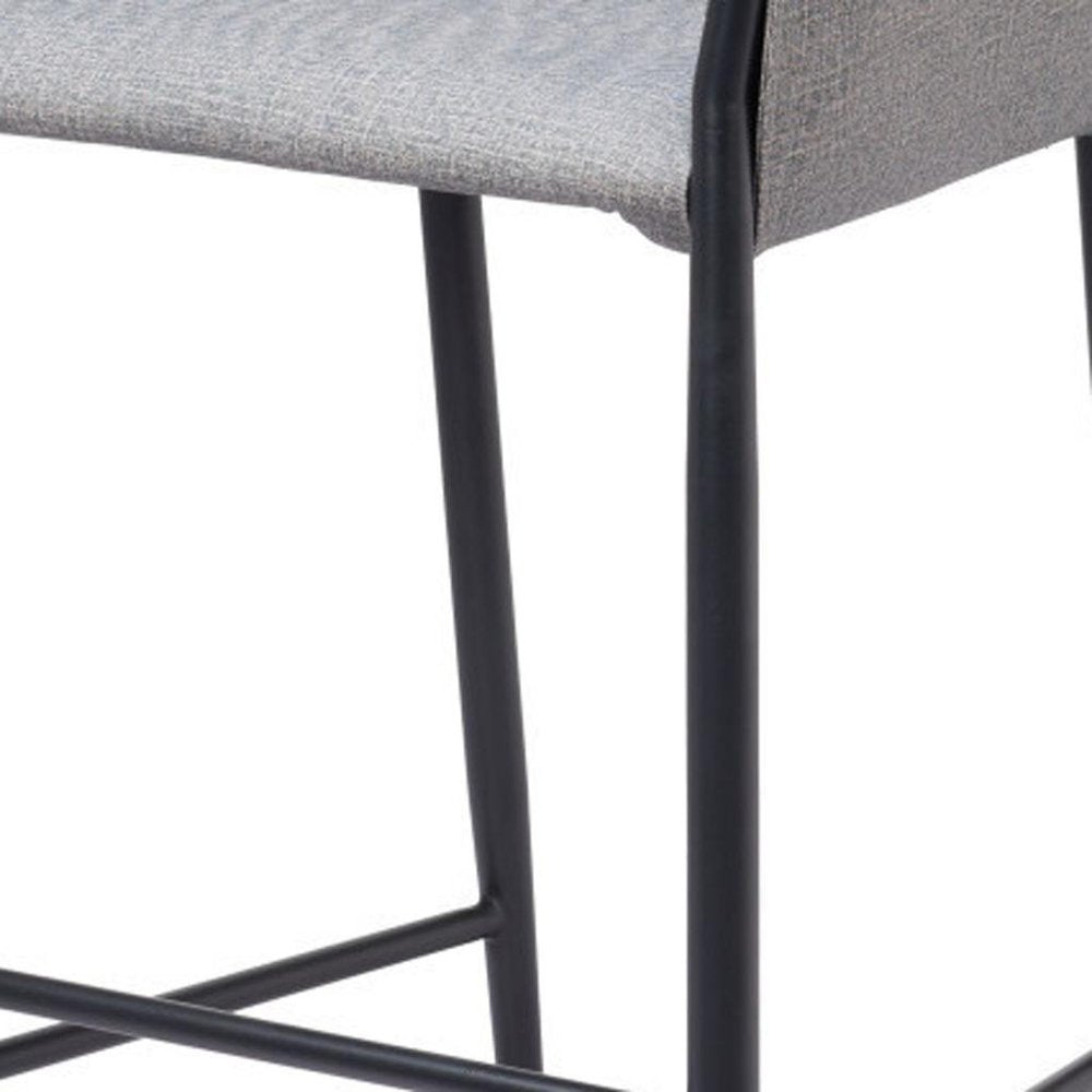 30" Slate Gray And Black Fabric And Steel Bar Height Bar Chair HomeRoots