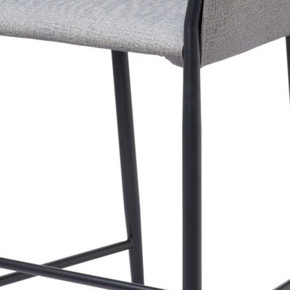 30" Slate Gray And Black Fabric And Steel Bar Height Bar Chair HomeRoots