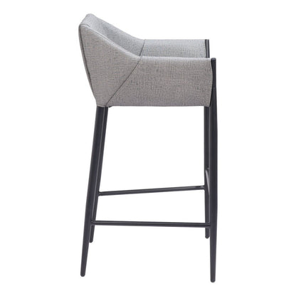 30" Slate Gray And Black Fabric And Steel Bar Height Bar Chair HomeRoots