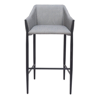 30" Slate Gray And Black Fabric And Steel Bar Height Bar Chair HomeRoots