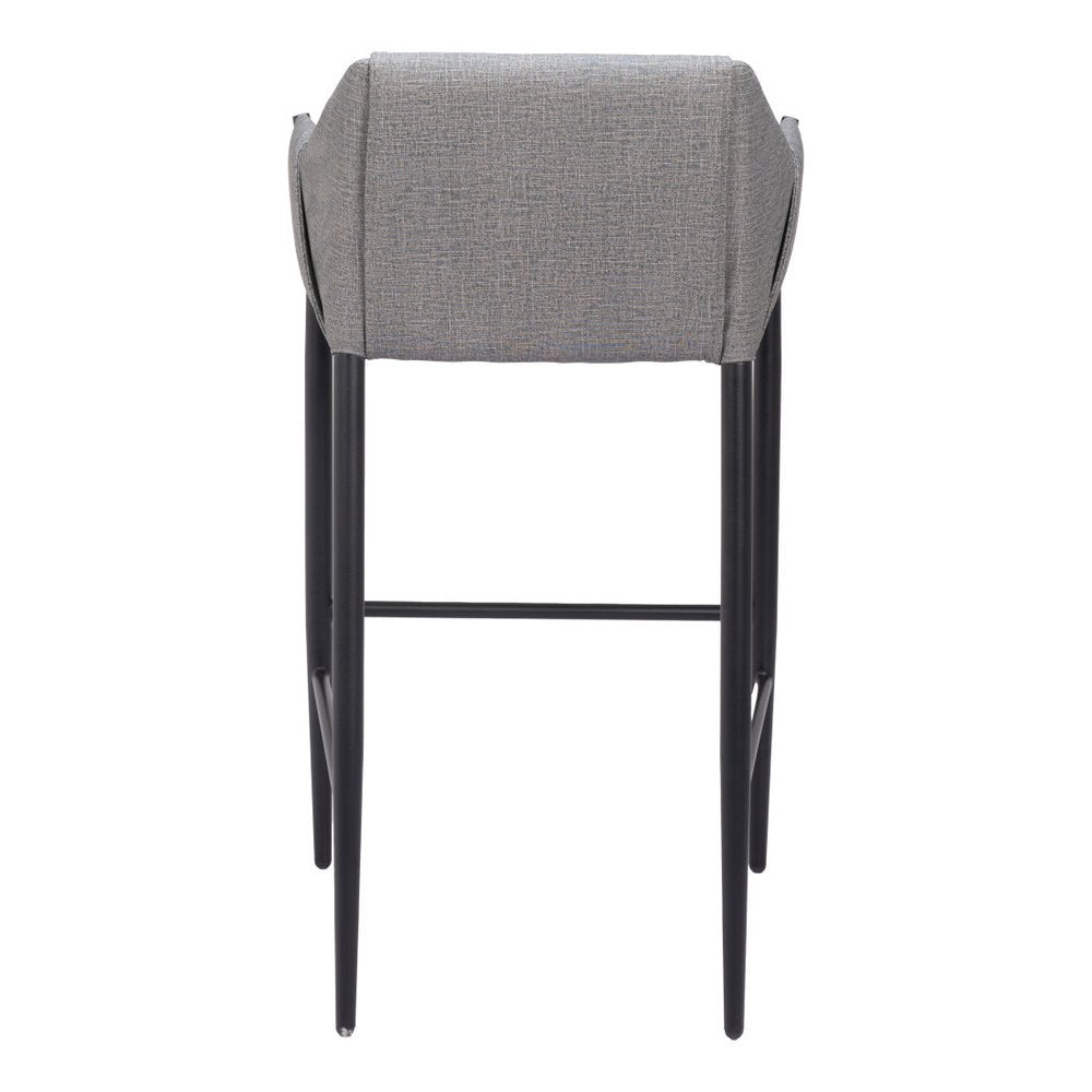 30" Slate Gray And Black Fabric And Steel Bar Height Bar Chair HomeRoots