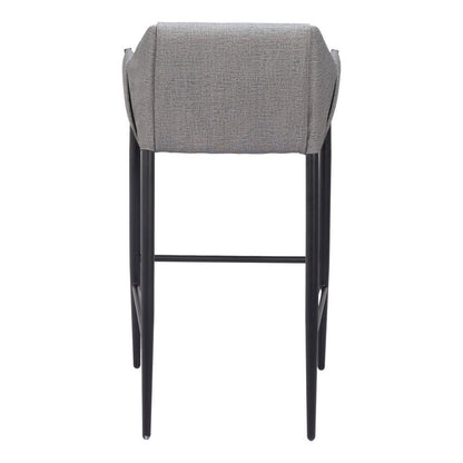 30" Slate Gray And Black Fabric And Steel Bar Height Bar Chair HomeRoots
