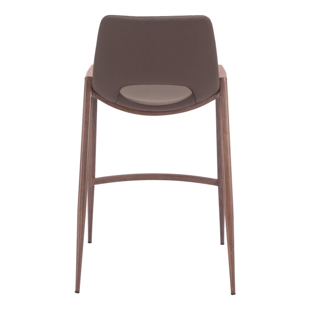 Set of Two 26" Brown Faux Leather And Fabric And Steel Low Back Counter Height Bar Chairs HomeRoots