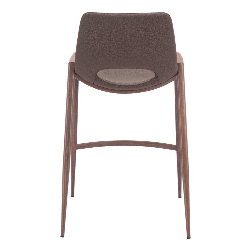 Set of Two 26" Brown Faux Leather And Fabric And Steel Low Back Counter Height Bar Chairs HomeRoots