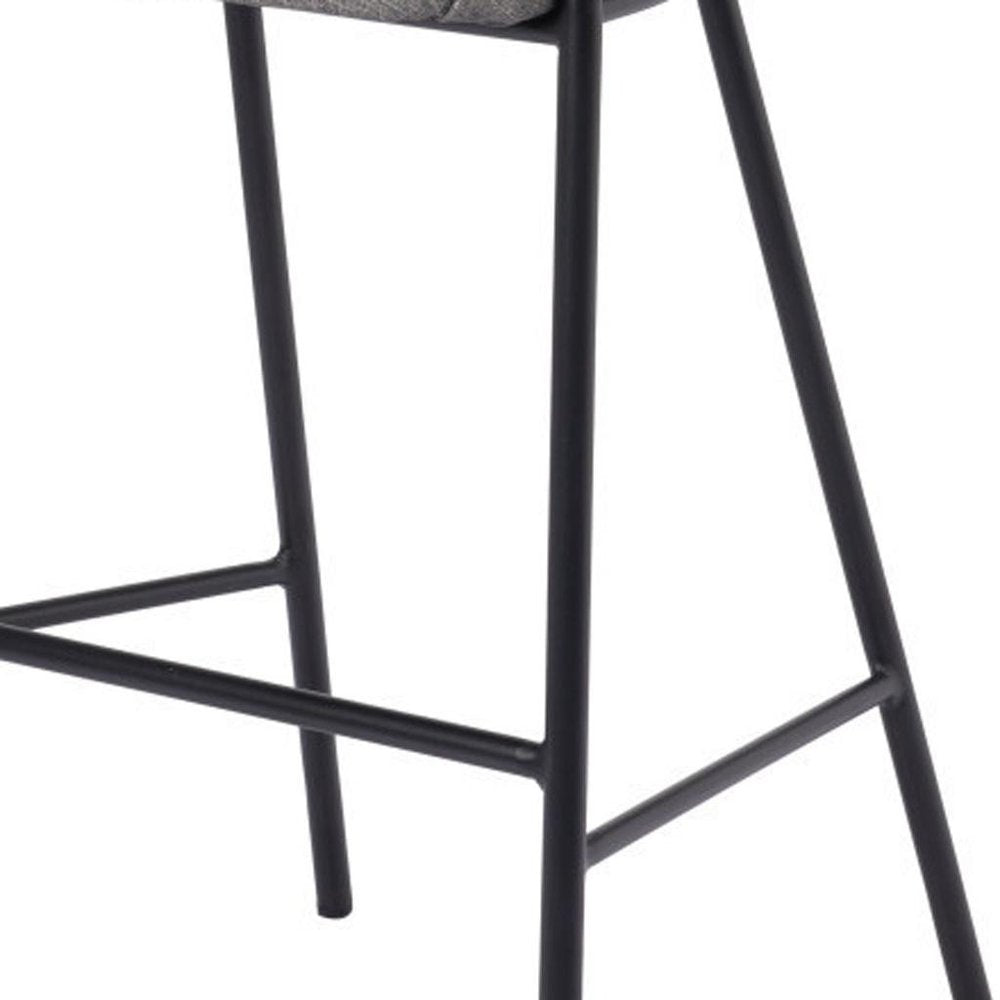 30" Slate Gray And Black Fabric And Steel Bar Height Bar Chair HomeRoots