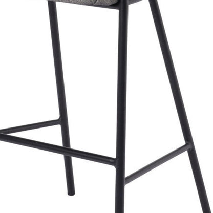 30" Slate Gray And Black Fabric And Steel Bar Height Bar Chair HomeRoots