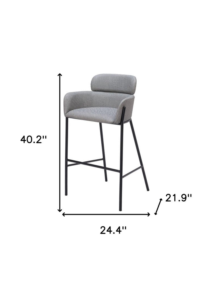 30" Slate Gray And Black Fabric And Steel Bar Height Bar Chair HomeRoots