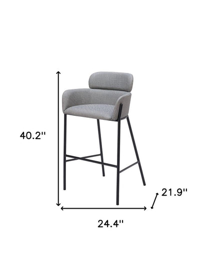 30" Slate Gray And Black Fabric And Steel Bar Height Bar Chair HomeRoots
