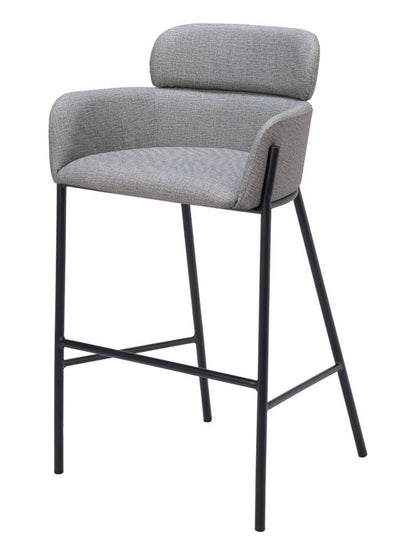 30" Slate Gray And Black Fabric And Steel Bar Height Bar Chair HomeRoots