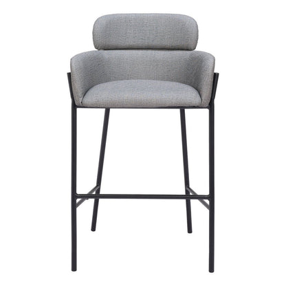 30" Slate Gray And Black Fabric And Steel Bar Height Bar Chair HomeRoots