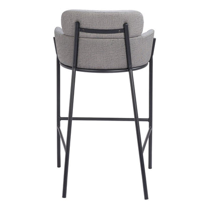 30" Slate Gray And Black Fabric And Steel Bar Height Bar Chair HomeRoots