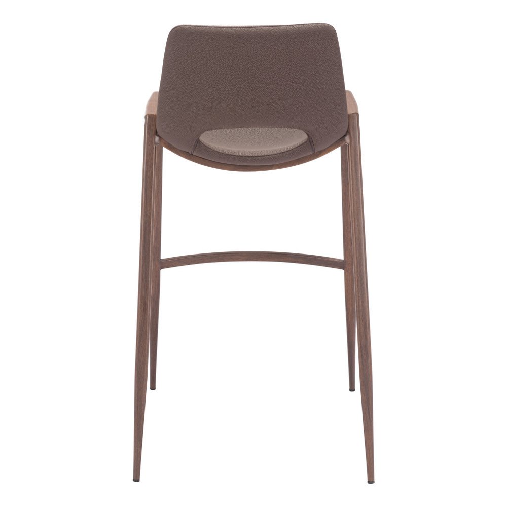 Set of Two 30" Brown Faux Leather And Fabric And Steel Low Back Bar Height Bar Chairs HomeRoots