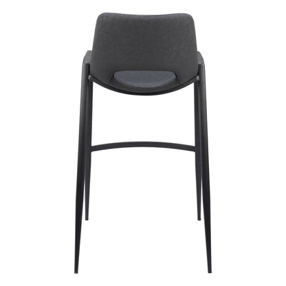 Set of Two 30" Black Faux Leather And Fabric And Steel Low Back Bar Height Bar Chairs HomeRoots