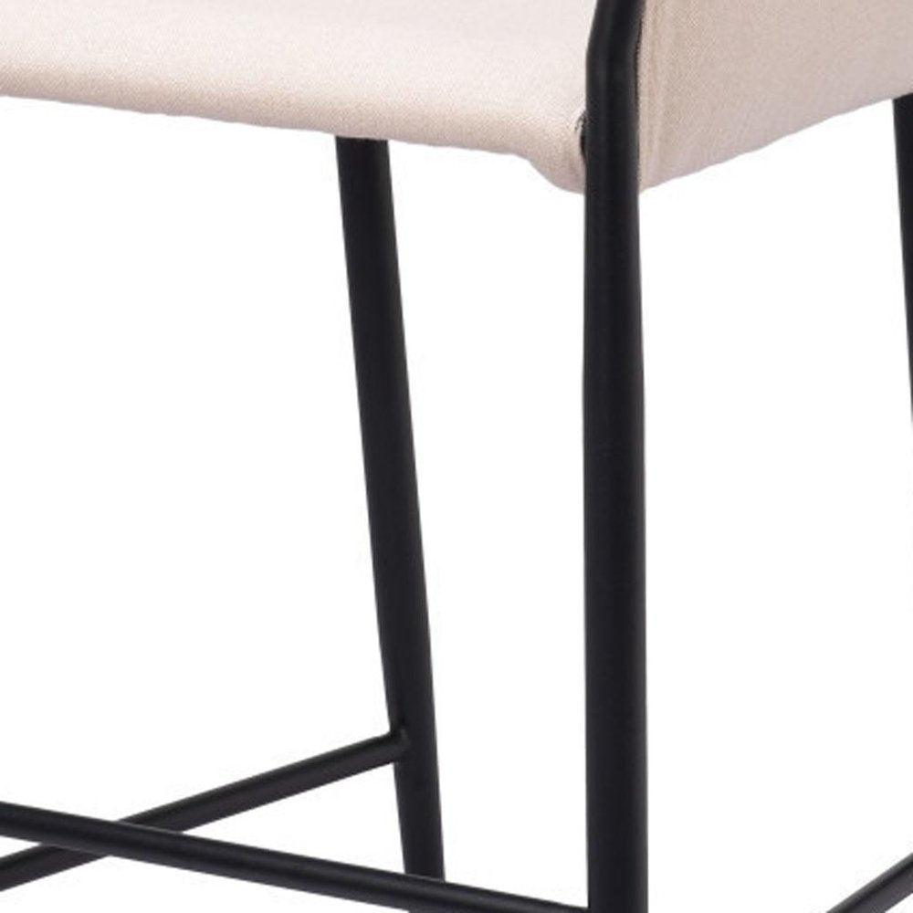 30" Beige And Black Fabric And Steel Bar Height Bar Chair HomeRoots