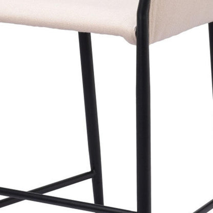 30" Beige And Black Fabric And Steel Bar Height Bar Chair HomeRoots