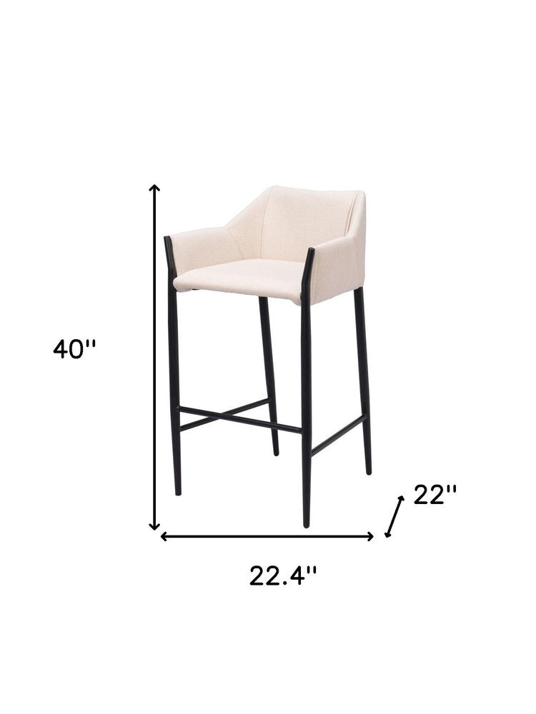 30" Beige And Black Fabric And Steel Bar Height Bar Chair HomeRoots