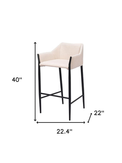 30" Beige And Black Fabric And Steel Bar Height Bar Chair HomeRoots