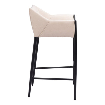 30" Beige And Black Fabric And Steel Bar Height Bar Chair HomeRoots