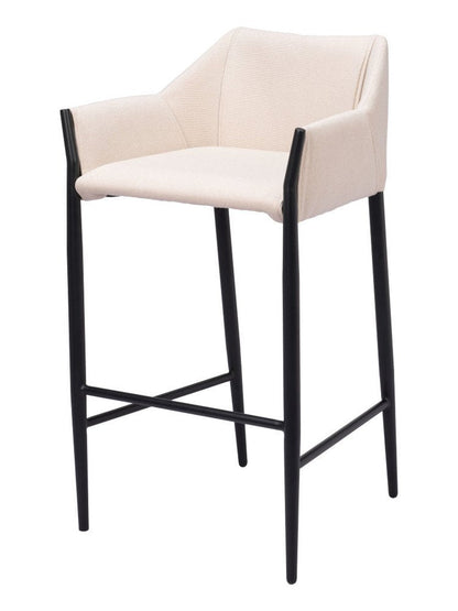 30" Beige And Black Fabric And Steel Bar Height Bar Chair HomeRoots