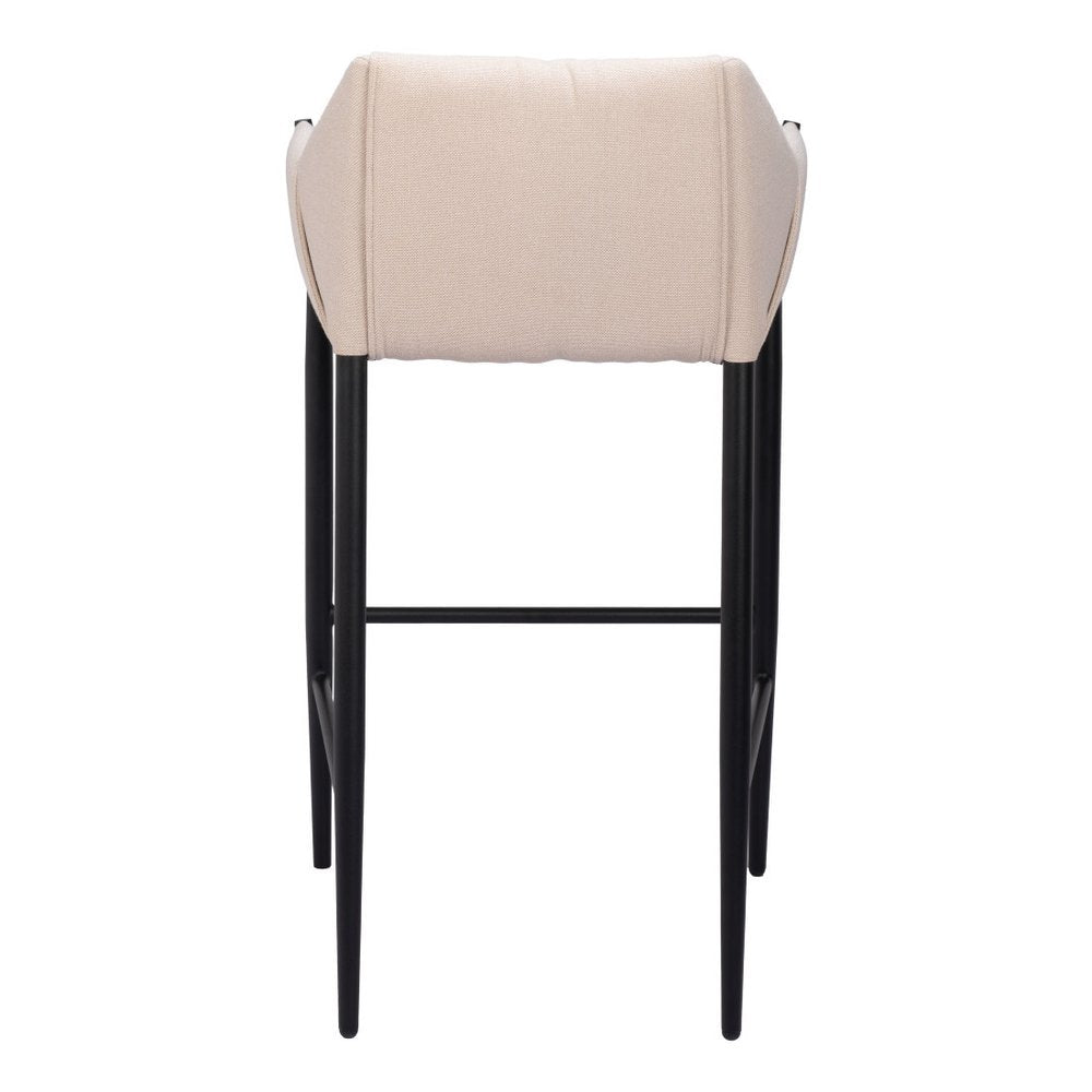 30" Beige And Black Fabric And Steel Bar Height Bar Chair HomeRoots
