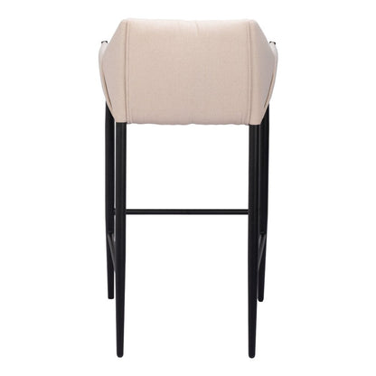 30" Beige And Black Fabric And Steel Bar Height Bar Chair HomeRoots