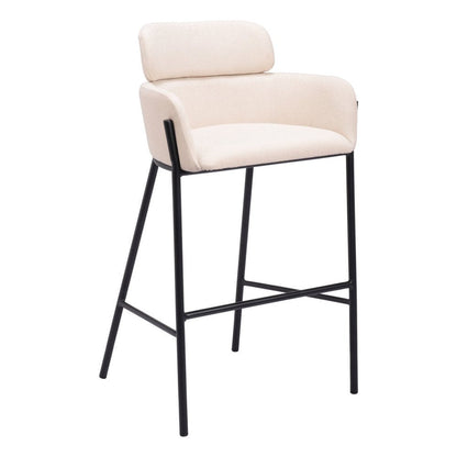 30" Beige And Black Fabric And Steel Bar Height Bar Chair HomeRoots