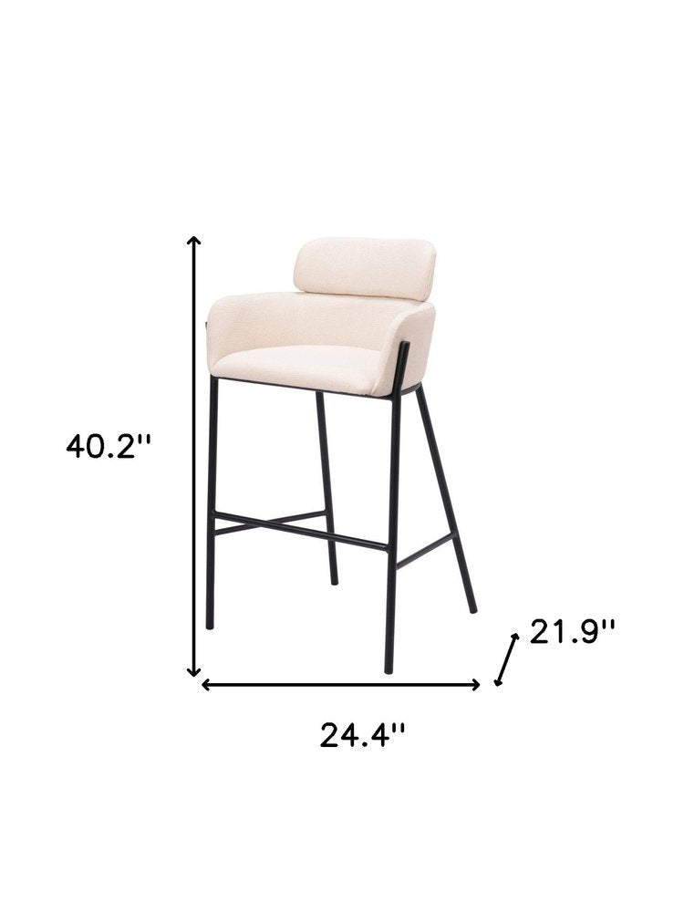 30" Beige And Black Fabric And Steel Bar Height Bar Chair HomeRoots