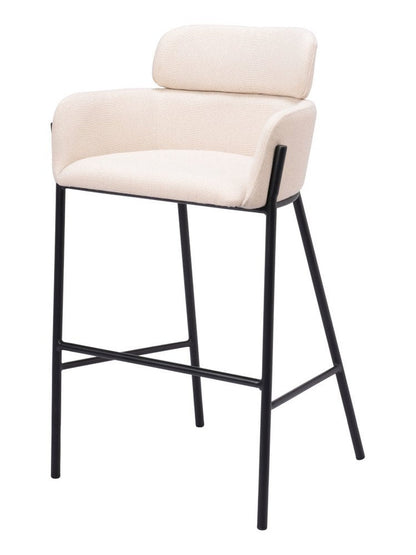 30" Beige And Black Fabric And Steel Bar Height Bar Chair HomeRoots