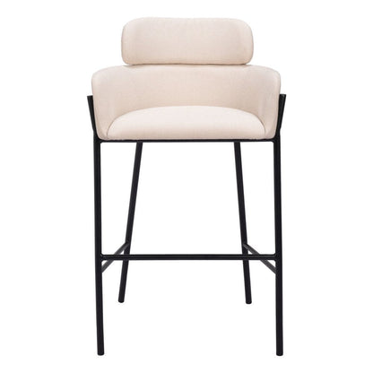 30" Beige And Black Fabric And Steel Bar Height Bar Chair HomeRoots