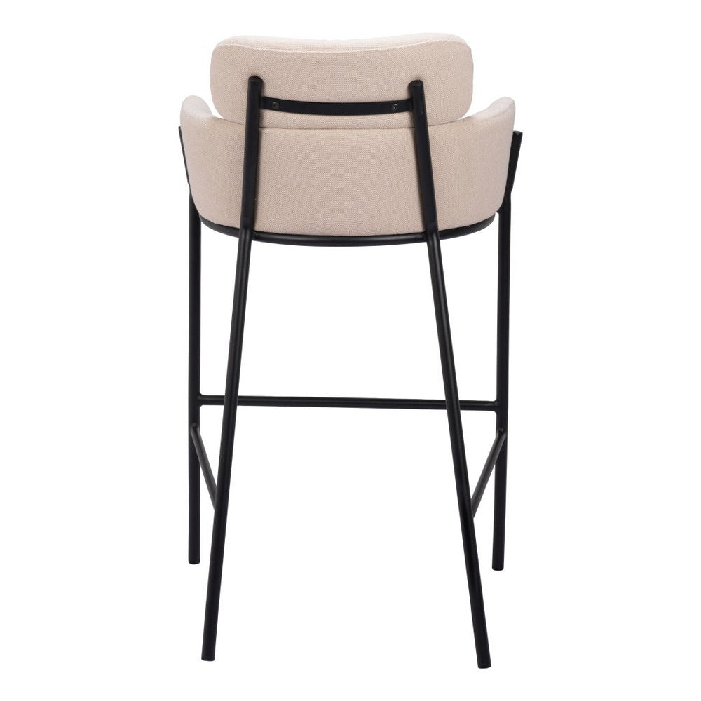 30" Beige And Black Fabric And Steel Bar Height Bar Chair HomeRoots