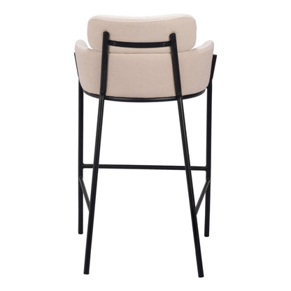 30" Beige And Black Fabric And Steel Bar Height Bar Chair HomeRoots