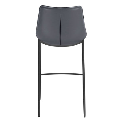 Set of Two 30" Dark Gray And Black Faux Leather And Fabric And Steel Bar Height Bar Chairs HomeRoots