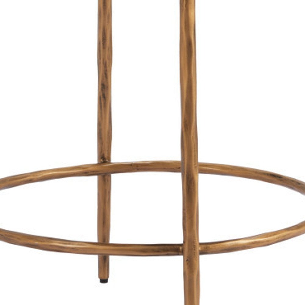 24" Beige And Gold Fabric And Steel Counter Height Swivel Bar Chair HomeRoots