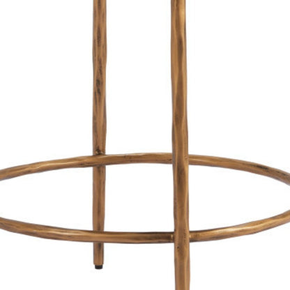 24" Beige And Gold Fabric And Steel Counter Height Swivel Bar Chair HomeRoots