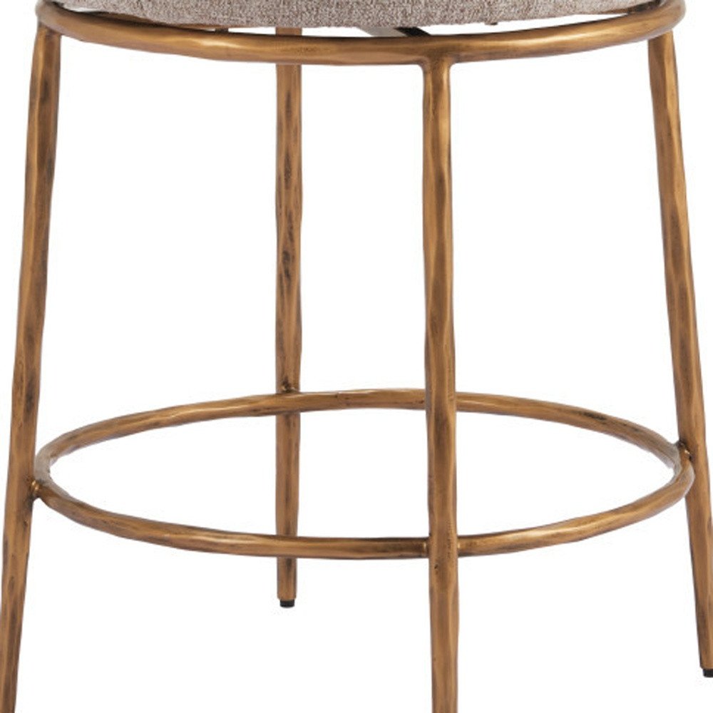 24" Beige And Gold Fabric And Steel Counter Height Swivel Bar Chair HomeRoots
