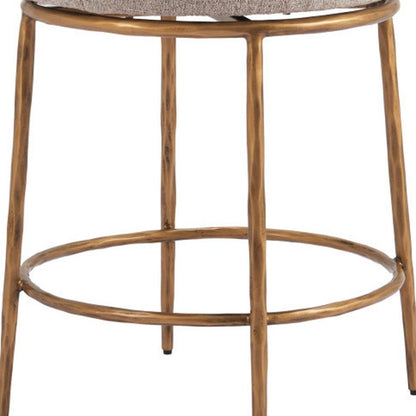 24" Beige And Gold Fabric And Steel Counter Height Swivel Bar Chair HomeRoots