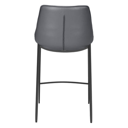 Set of Two 26" Dark Gray And Black Faux Leather And Fabric And Steel Counter Height Bar Chairs HomeRoots