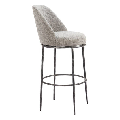 32" Gray And Black Fabric And Steel Bar Height Swivel Bar Chair HomeRoots