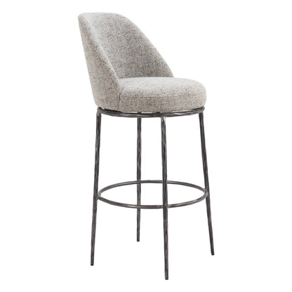 32" Gray And Black Fabric And Steel Bar Height Swivel Bar Chair HomeRoots