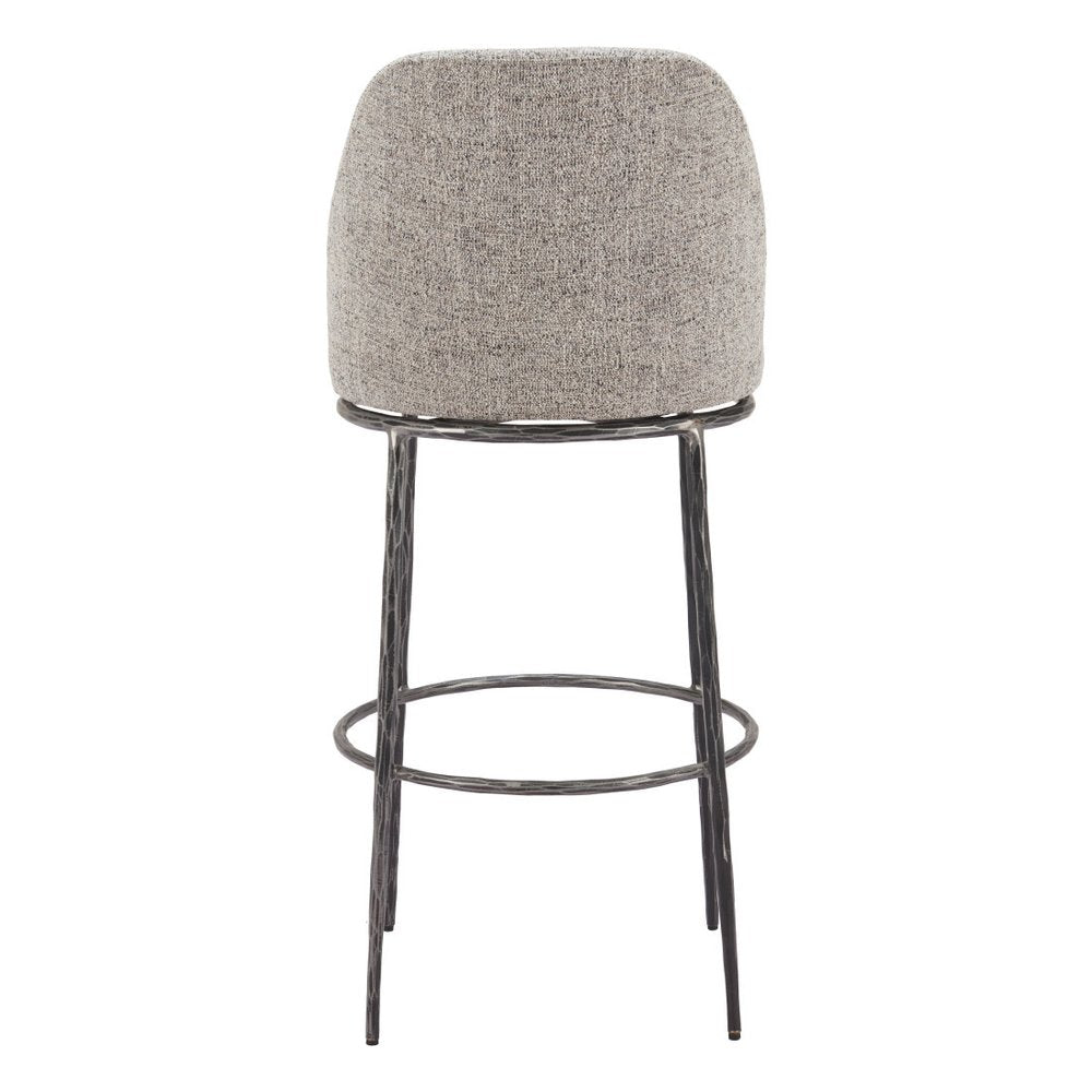 32" Gray And Black Fabric And Steel Bar Height Swivel Bar Chair HomeRoots