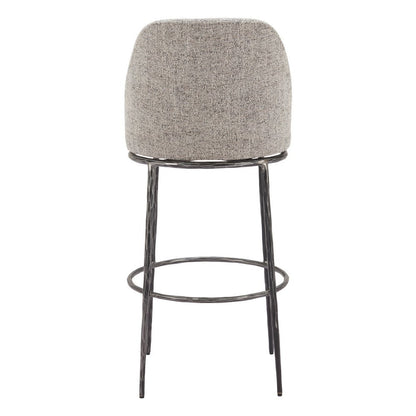 32" Gray And Black Fabric And Steel Bar Height Swivel Bar Chair HomeRoots