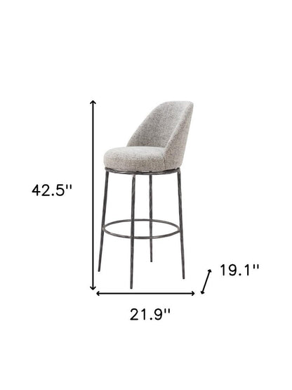 32" Gray And Black Fabric And Steel Bar Height Swivel Bar Chair HomeRoots