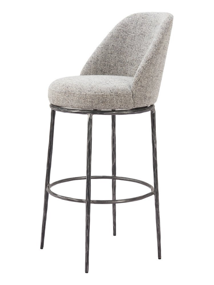 32" Gray And Black Fabric And Steel Bar Height Swivel Bar Chair HomeRoots