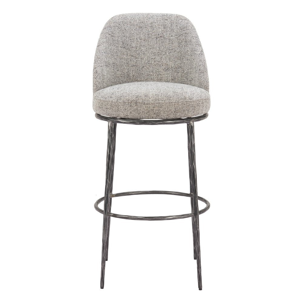 32" Gray And Black Fabric And Steel Bar Height Swivel Bar Chair HomeRoots